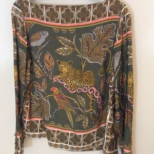 J.Crew M draft jungle print viscose top